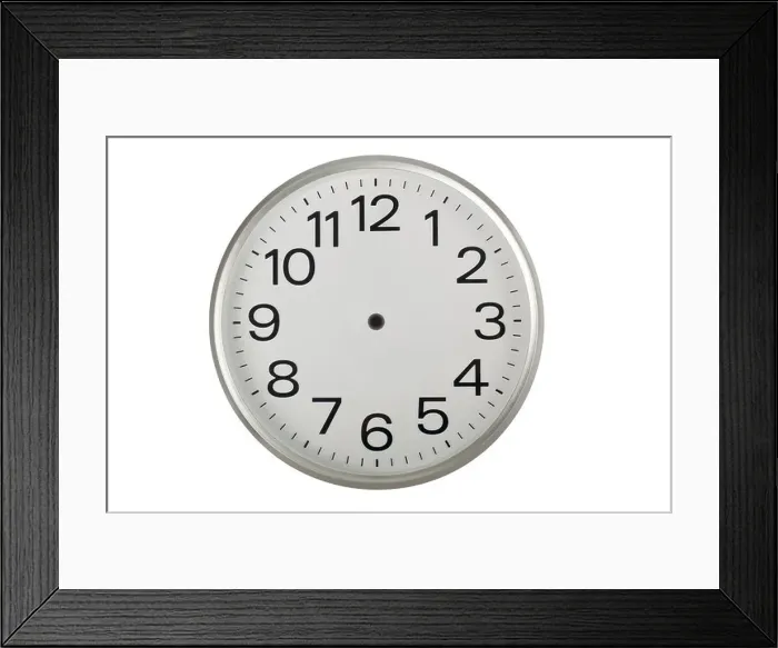 Framed Print : Clock face without the hands isolated on white background Framed Print : Clock face without the hands isolated on white background