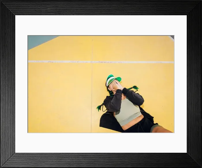 Framed Print : Young woman enjoying at sports court Framed Print : Young woman enjoying at sports court