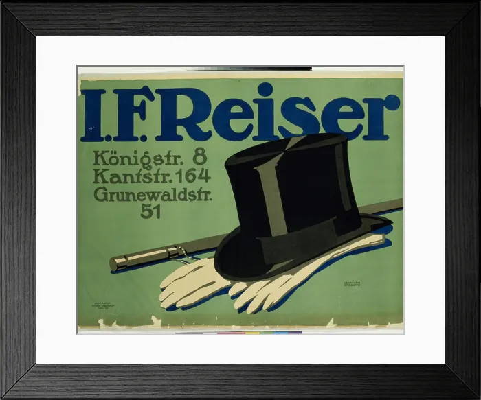 Framed Print : advertising, fashion, hats, I. F. Reiser, Berlin, circa 1910 Framed Print : advertising, fashion, hats, I. F. Reiser, Berlin, circa 1910