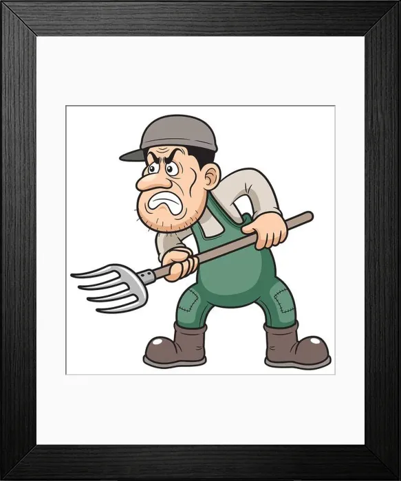Framed Print : Vector illustration of Cartoon Farmer angry Framed Print : Vector illustration of Cartoon Farmer angry