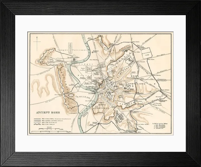 Framed Print : City plan of ancient Rome. Color lithograph Framed Print : City plan of ancient Rome. Color lithograph