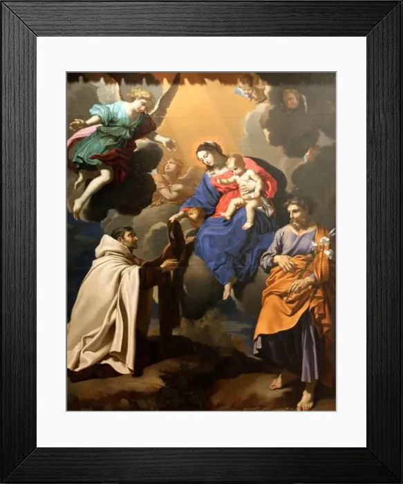Framed Print : The Virgin Giving the Scapular to St Simon Stock 1644 by Nicolas Mignard Framed Print : The Virgin Giving the Scapular to St Simon Stock 1644 by Nicolas Mignard