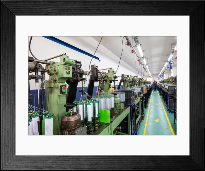 Framed Print : Machinery and equipment in a yarn manufacturing company Framed Print : Machinery and equipment in a yarn manufacturing company