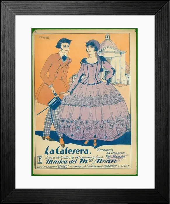 Framed Print : Partitura musical de la zarzuela La Calesera, de Francisco Alonso. Año 1925 Framed Print : Partitura musical de la zarzuela La Calesera, de Francisco Alonso. Año 1925
