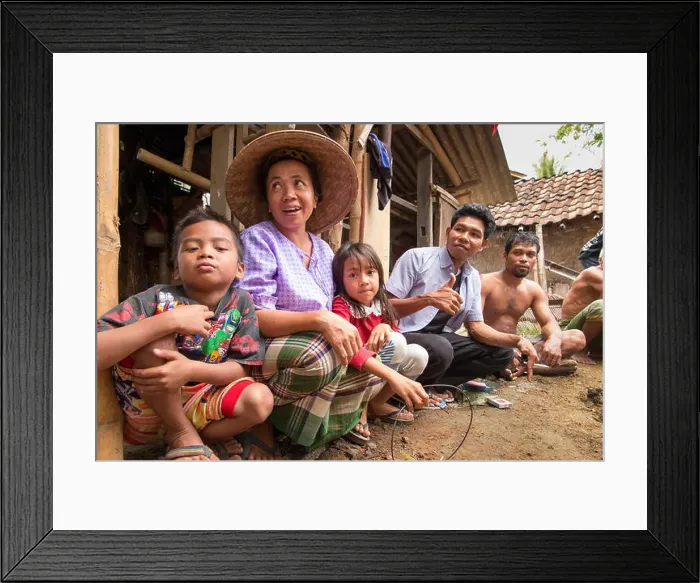 Framed Print : Indonesia, Lombok, Mantang, rural village community in family compound