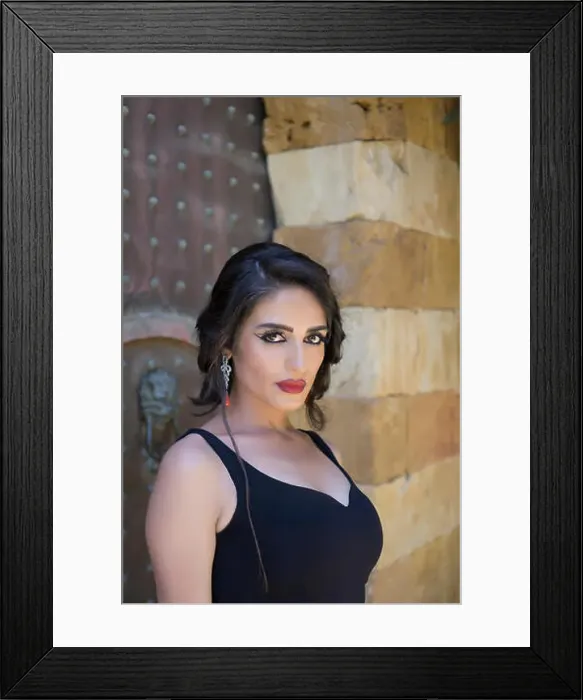 Framed Print : Beautiful woman staring outdoors
