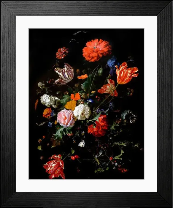 Framed Print : Flowers in a Glass Vase by Jan Davidsz. de Heem (Jan Davidszoon de Heem: 1606-1684), oil on panel, c. 1660 Framed Print : Flowers in a Glass Vase by Jan Davidsz. de Heem (Jan Davidszoon de Heem: 1606-1684), oil on panel, c. 1660