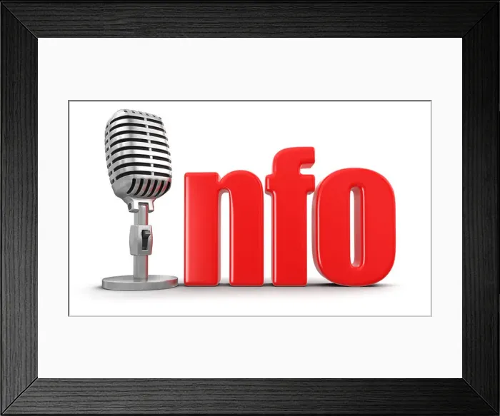 Framed Print : Info with Microphone (clipping path included) Framed Print : Info with Microphone (clipping path included)