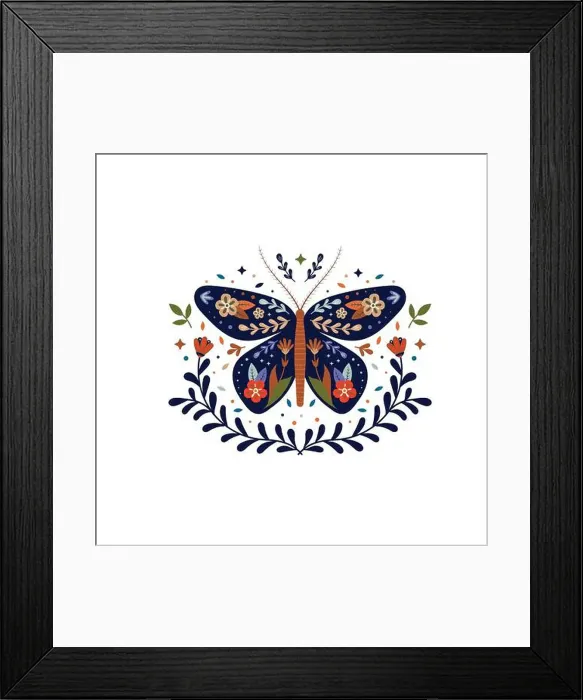 Framed Print : butterfly folk art decoration Framed Print : butterfly folk art decoration