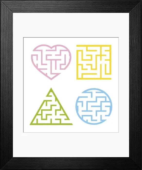 Framed Print : A set of colored light mazes. Circle Framed Print : A set of colored light mazes. Circle