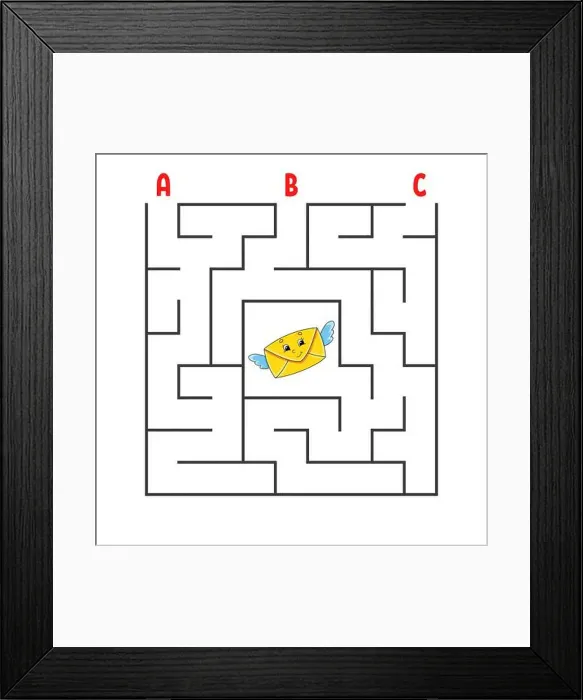 Framed Print : Square maze. Game for kids. Puzzle for children Framed Print : Square maze. Game for kids. Puzzle for children