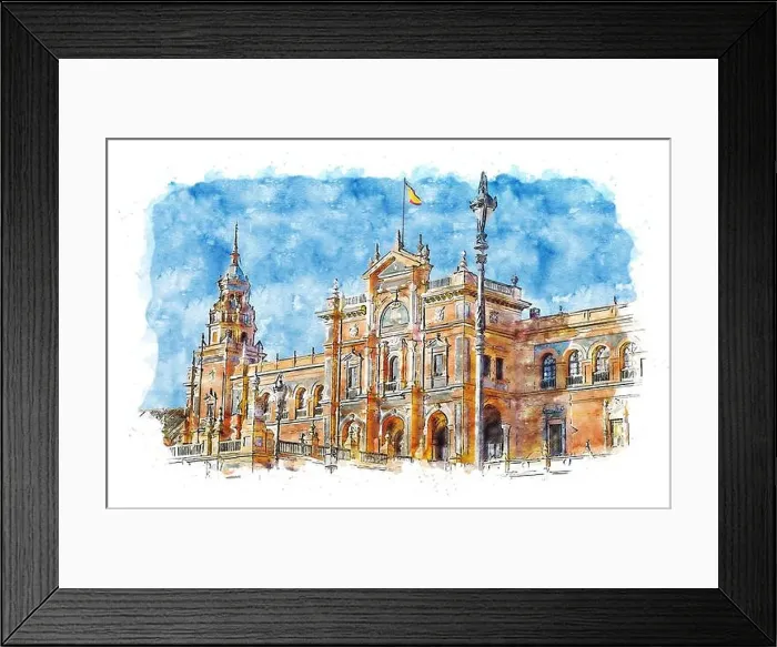Framed Print : The Plaza de España in Seville is one of the most spectacular architectural spaces in the city Framed Print : The Plaza de España in Seville is one of the most spectacular architectural spaces in the city