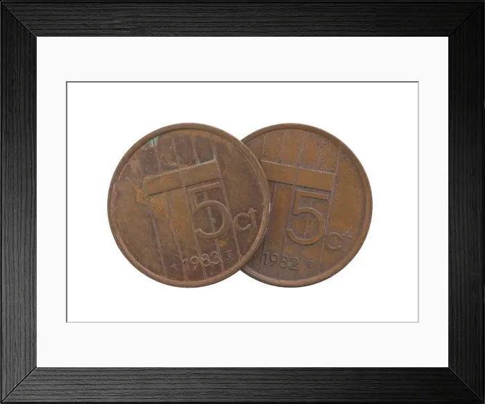 Framed Print : Old 5 euro cent coins, isolated on white Framed Print : Old 5 euro cent coins, isolated on white