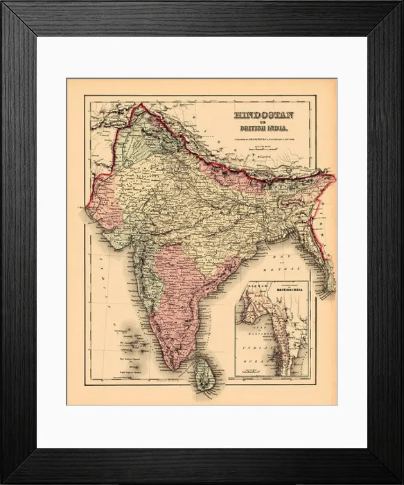 Framed Print : Map Of India 1857 Framed Print : Map Of India 1857