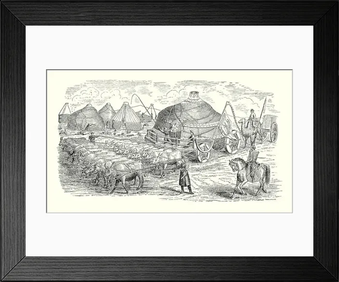 Framed Print : An old engraving of a massive ‘Scythian wagon pulled by 22 oxen and carrying a moveable felt-covered dwelling Framed Print : An old engraving of a massive ‘Scythian wagon pulled by 22 oxen and carrying a moveable felt-covered dwelling