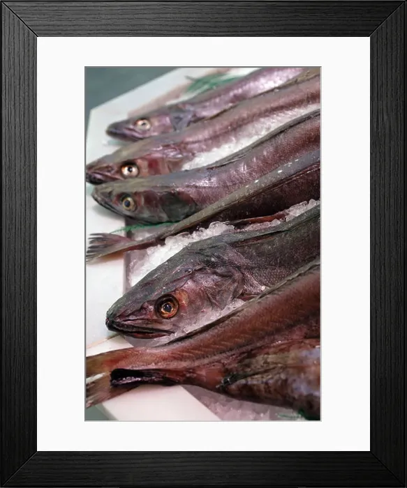 Framed Print : Fresh hake on sale at the market in Madrid, Spain Framed Print : Fresh hake on sale at the market in Madrid, Spain