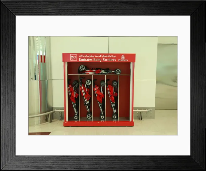 Framed Print : Push chair rack at Dubai airport Framed Print : Push chair rack at Dubai airport