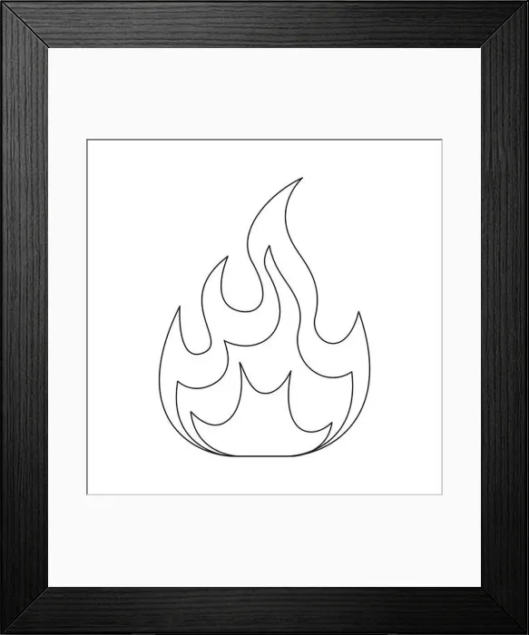 Framed Print : Fire line symbol. Fire flame outline shape. Warning linear sign. Vector isolated on white background Framed Print : Fire line symbol. Fire flame outline shape. Warning linear sign. Vector isolated on white background