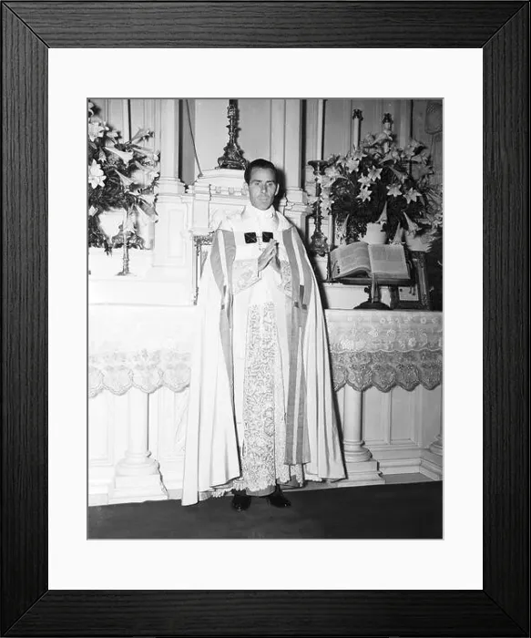 Framed Print : Monsignor Fulton J. Sheen, who performed the ceremony at the Ford-McDonnell Wedding, 1940 Framed Print : Monsignor Fulton J. Sheen, who performed the ceremony at the Ford-McDonnell Wedding, 1940