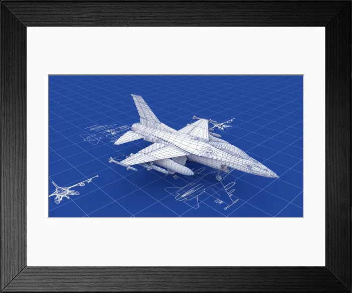 Framed Print : Jet Fighter Aircraft Blueprint. Part of a series Framed Print : Jet Fighter Aircraft Blueprint. Part of a series