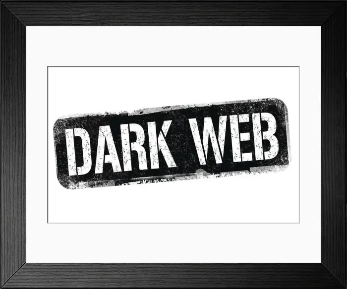 Framed Print : Dark web sign or stamp on white background, vector illustration Framed Print : Dark web sign or stamp on white background, vector illustration