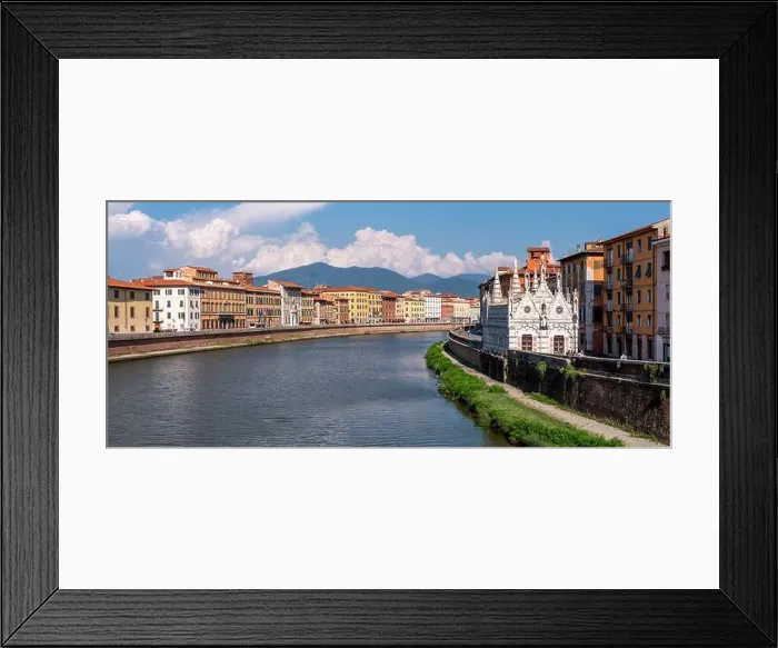 Framed Print : Old picturesque houses at the Arno river waterfront in Pisa Framed Print : Old picturesque houses at the Arno river waterfront in Pisa