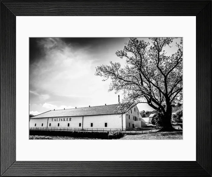 Framed Print : Black and white shot of the Talisker Distillery in the village of Carbost, Isle of Skye, Scotland Framed Print : Black and white shot of the Talisker Distillery in the village of Carbost, Isle of Skye, Scotland