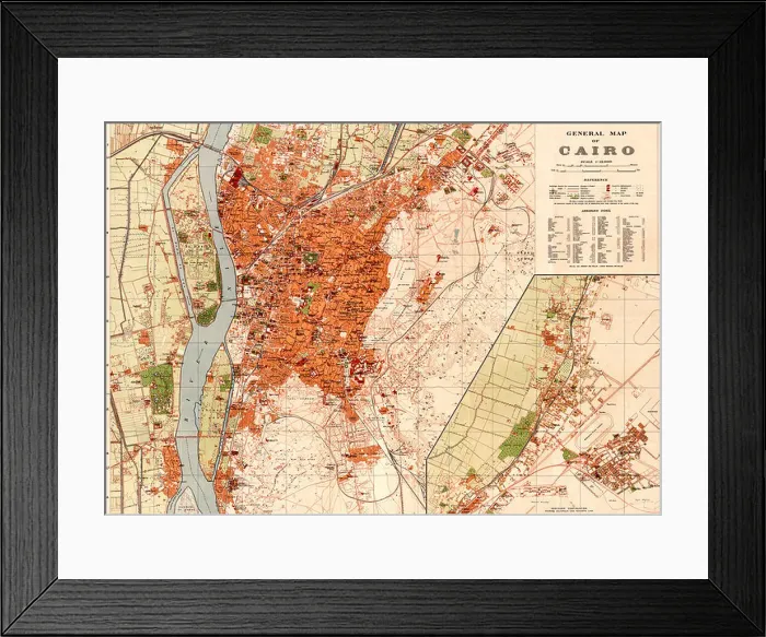 Framed Print : General Map of Cairo, Egypt, circa 1920 Framed Print : General Map of Cairo, Egypt, circa 1920
