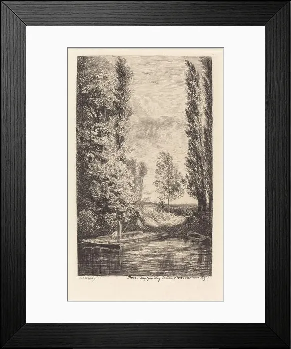 Framed Print : Charles-François Daubigny, (artist), French, 1817 - 1878, Ferry (Le Bac), 1850, etching Framed Print : Charles-François Daubigny, (artist), French, 1817 - 1878, Ferry (Le Bac), 1850, etching