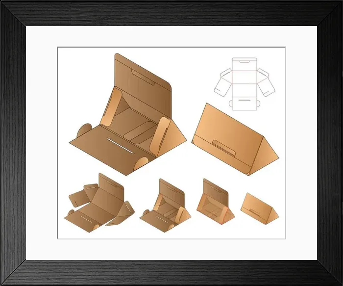 Framed Print : Triangle Box packaging die cut template design. 3d mock-up Framed Print : Triangle Box packaging die cut template design. 3d mock-up