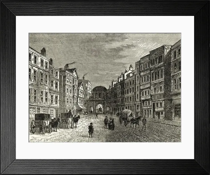 Framed Print : View of the west front of Temple Bar Gateway, London in 1710. Victorian engraving circa 1880 Framed Print : View of the west front of Temple Bar Gateway, London in 1710. Victorian engraving circa 1880