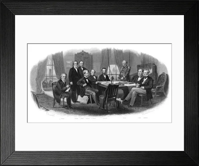 Framed Print : 1860s 1800s LINCOLN AND HIS CABINET WITH LT Framed Print : 1860s 1800s LINCOLN AND HIS CABINET WITH LT
