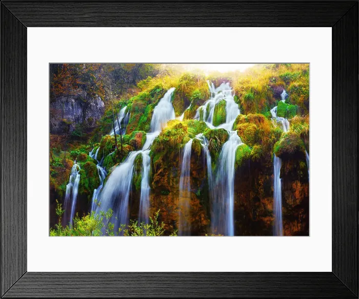 Framed Print : Water flows of amazing waterfall in Plitvice lakes. Plitvice National Park, Croatia. Landscape photography Framed Print : Water flows of amazing waterfall in Plitvice lakes. Plitvice National Park, Croatia. Landscape photography