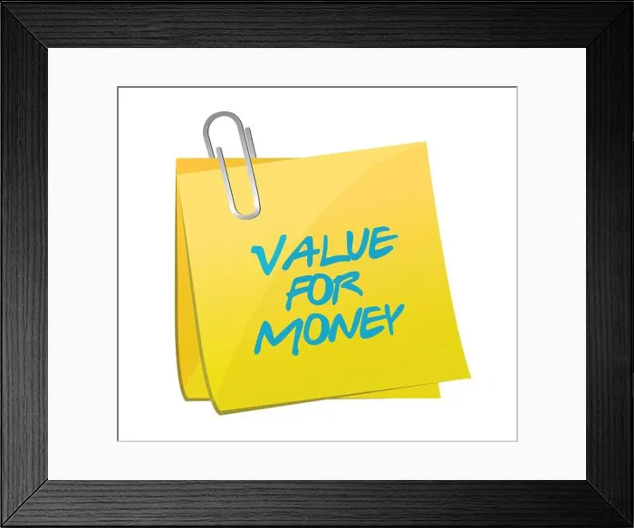 Framed Print : Value for money post message illustration design over a white background Framed Print : Value for money post message illustration design over a white background