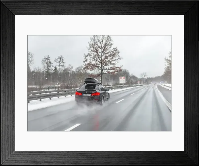 Framed Print : Bad weather, car traffic during heavy snowfall and rain on the A8 motorway, near Munich, Bavaria, Germany Framed Print : Bad weather, car traffic during heavy snowfall and rain on the A8 motorway, near Munich, Bavaria, Germany