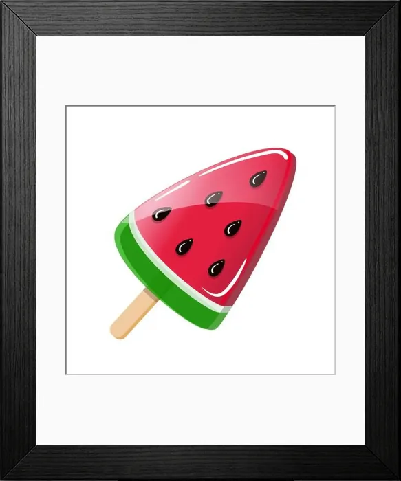 Framed Print : watermelon candy lollipop isolated on white background Framed Print : watermelon candy lollipop isolated on white background