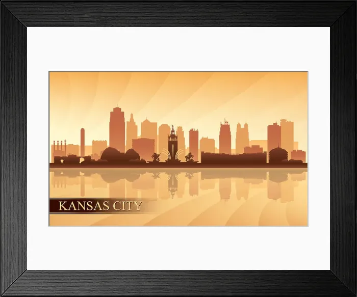 Framed Print : Kansas City skyline silhouette background Framed Print : Kansas City skyline silhouette background
