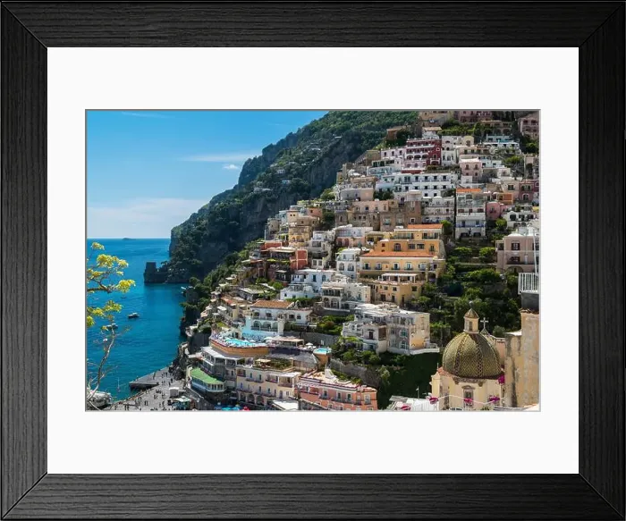 Framed Print : Traditional Colorful Italian Houses, steep Narrow Streets, Cliffside Village, Positano, Amalfi Coast, Italy Framed Print : Traditional Colorful Italian Houses, steep Narrow Streets, Cliffside Village, Positano, Amalfi Coast, Italy