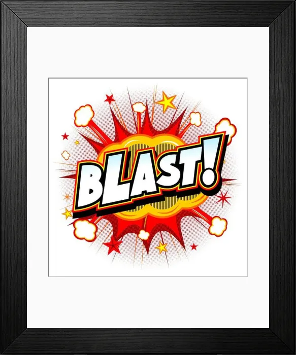 Framed Print : Blast illustration - red explosion, white background Framed Print : Blast illustration - red explosion, white background