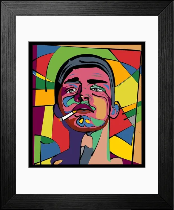 Framed Print : portrait cubism art style, boy smoking Framed Print : portrait cubism art style, boy smoking