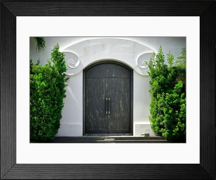 Framed Print : A grand double door entrance to a luxurious property development Framed Print : A grand double door entrance to a luxurious property development