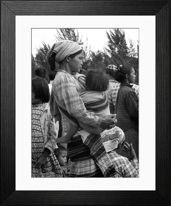 Framed Print : Mother holding child while smoking a cheroot pipe in crowd of people waiting for a bus 1959 People Street Scene Framed Print : Mother holding child while smoking a cheroot pipe in crowd of people waiting for a bus 1959 People Street Scene