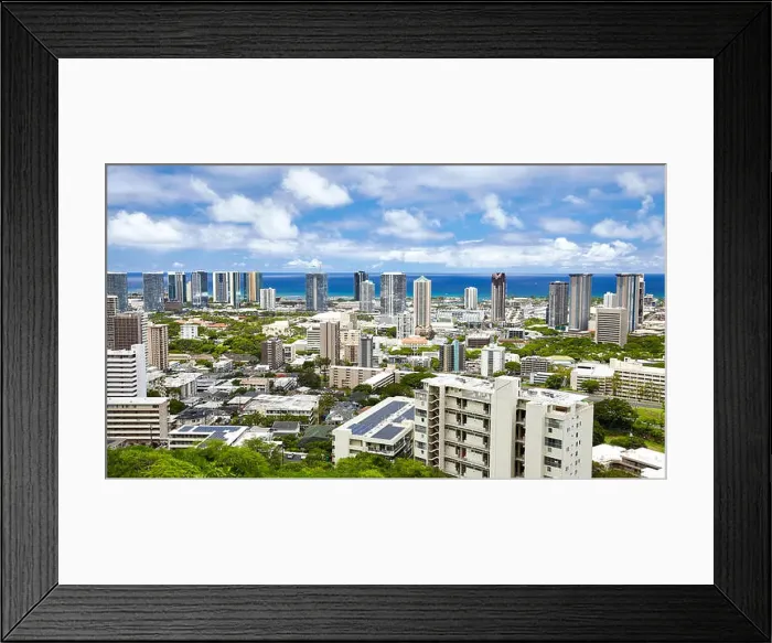 Framed Print : Honolulu Hawaii City High Rise Skyline Framed Print : Honolulu Hawaii City High Rise Skyline