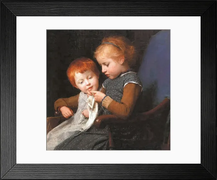 Framed Print : Anker Albert - the Little Knitters 1 Framed Print : Anker Albert - the Little Knitters 1