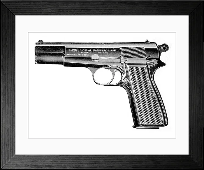 Framed Print : Browning High Power 9mm pistol Framed Print : Browning High Power 9mm pistol