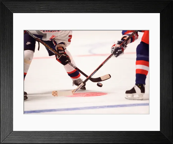 Framed Print : Detail of ice hockey face off Framed Print : Detail of ice hockey face off