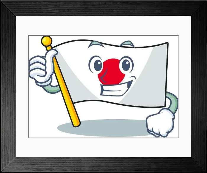 Framed Print : Thumbs up flag Japan isolated with the character Framed Print : Thumbs up flag Japan isolated with the character