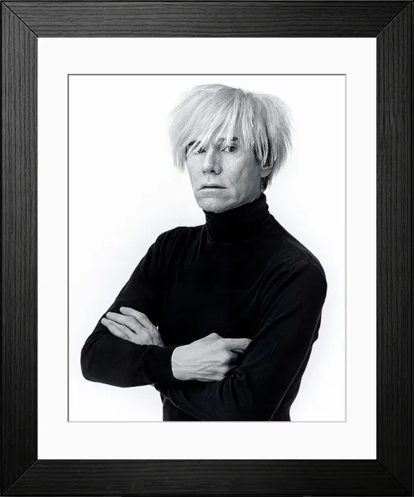 Framed Print : Andy Warhol, artist, portrait, himself, white background Framed Print : Andy Warhol, artist, portrait, himself, white background