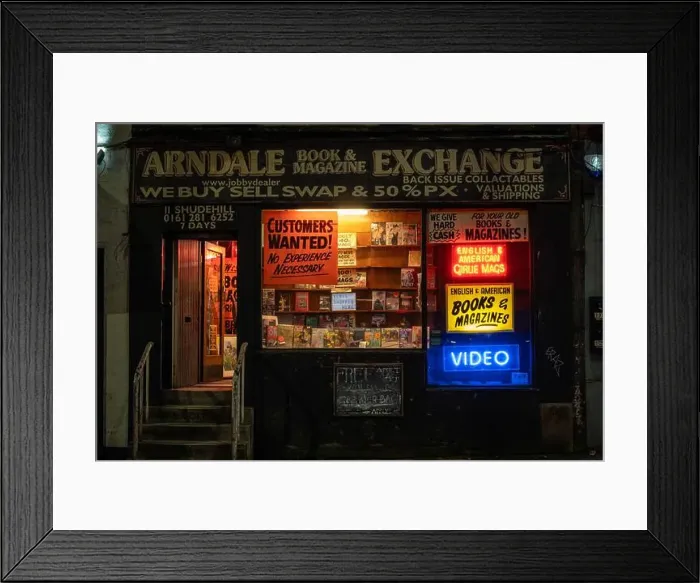 Framed Print : Arndale Book and Magazine Exchange, Shudehill, Manchester Framed Print : Arndale Book and Magazine Exchange, Shudehill, Manchester