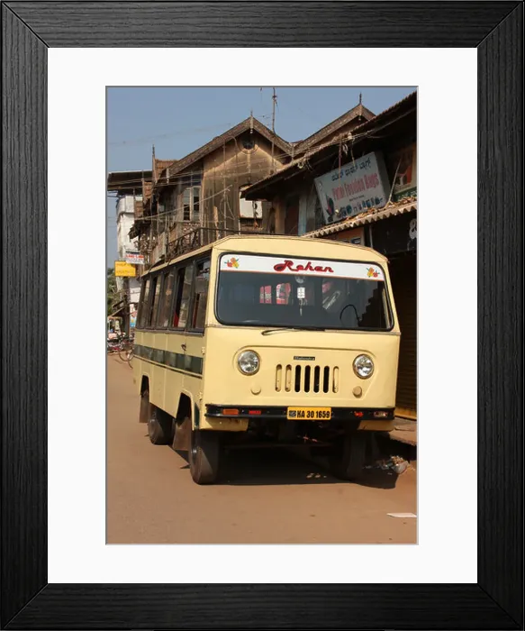 Framed Print : Mahindra mini bus at Gokarna Karnataka India Framed Print : Mahindra mini bus at Gokarna Karnataka India